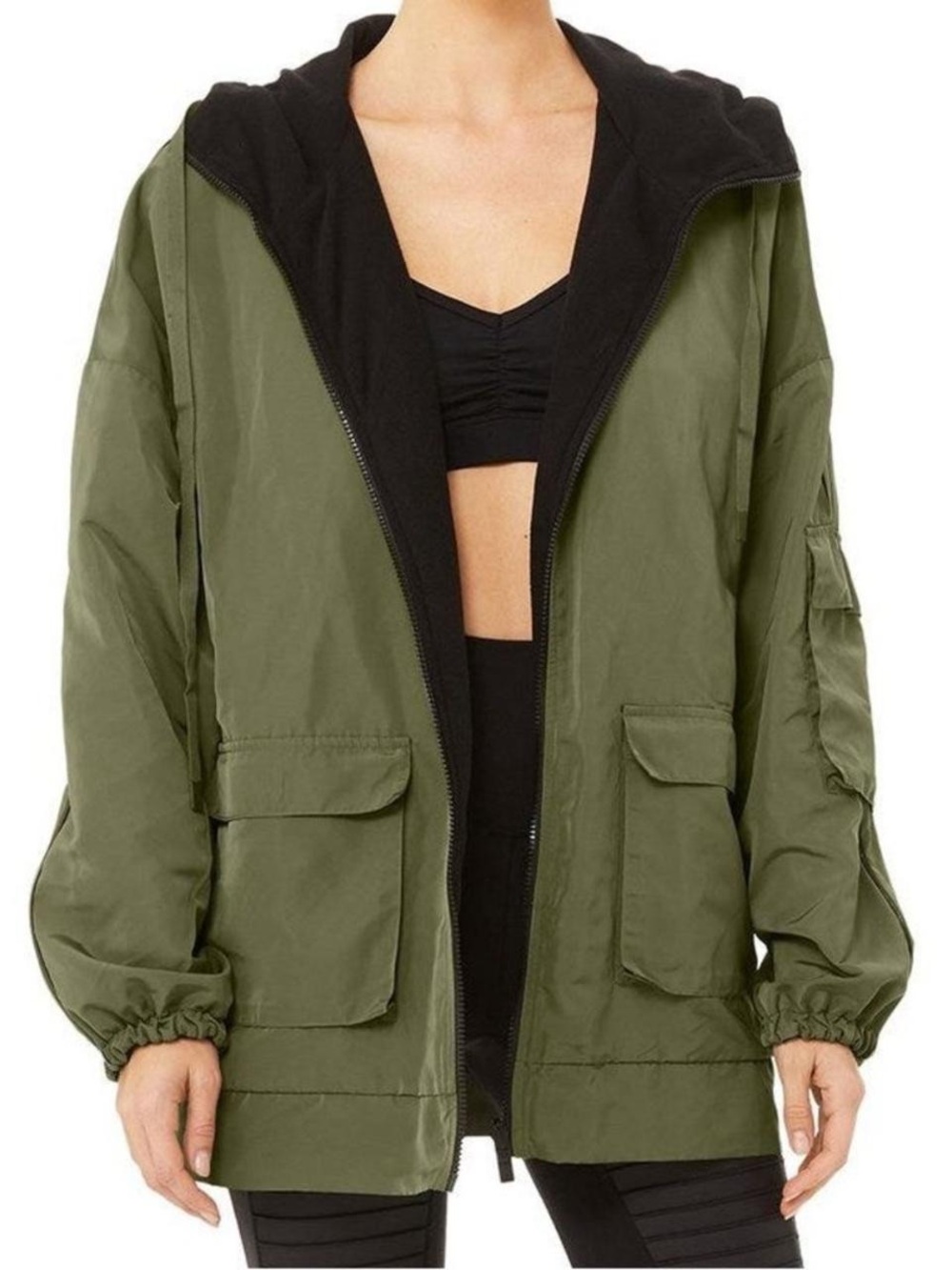 ALO YOGA Reversible Legion Jacket Oversized Green Size Medium